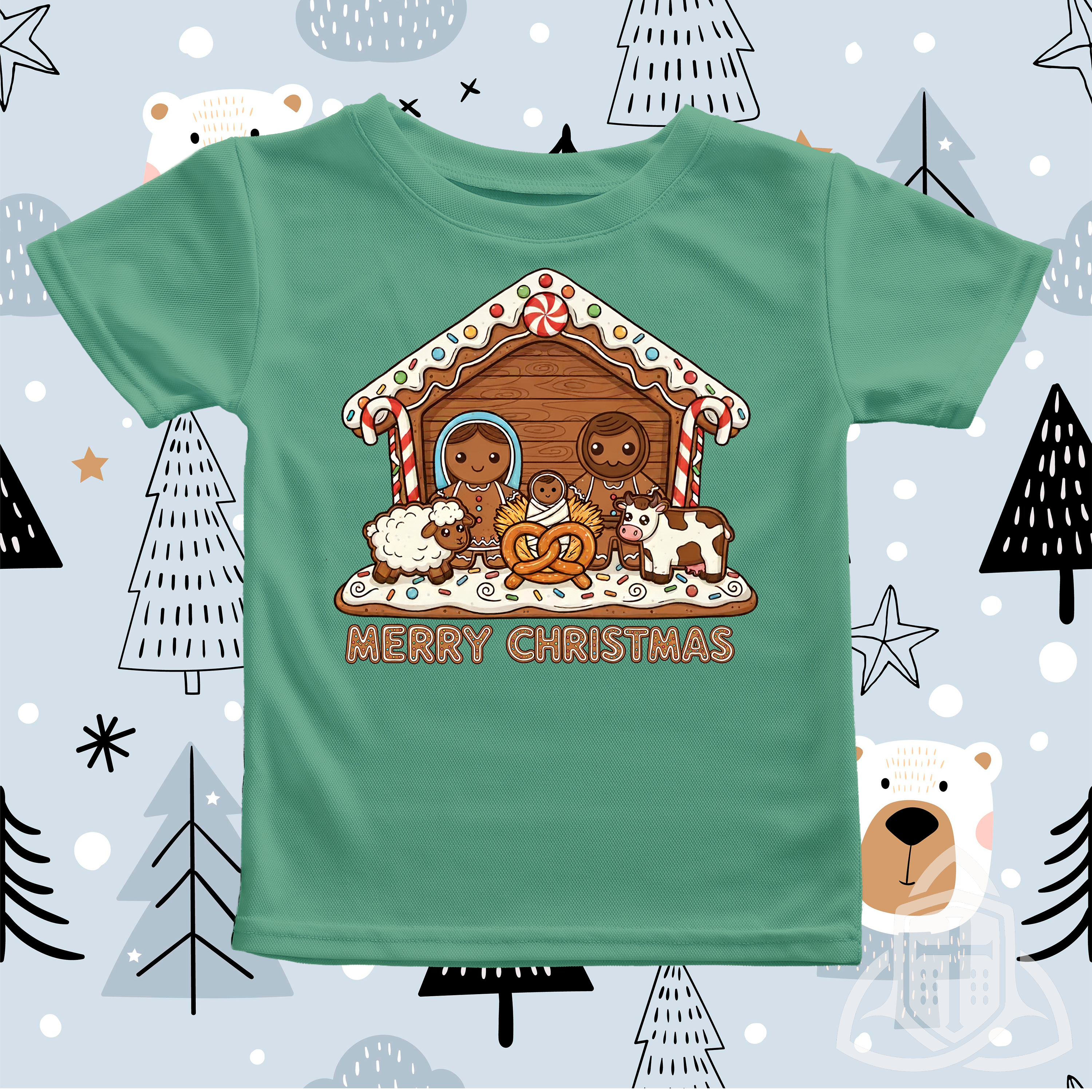Funny Christmas Shirt - Gingerbread nativity scene