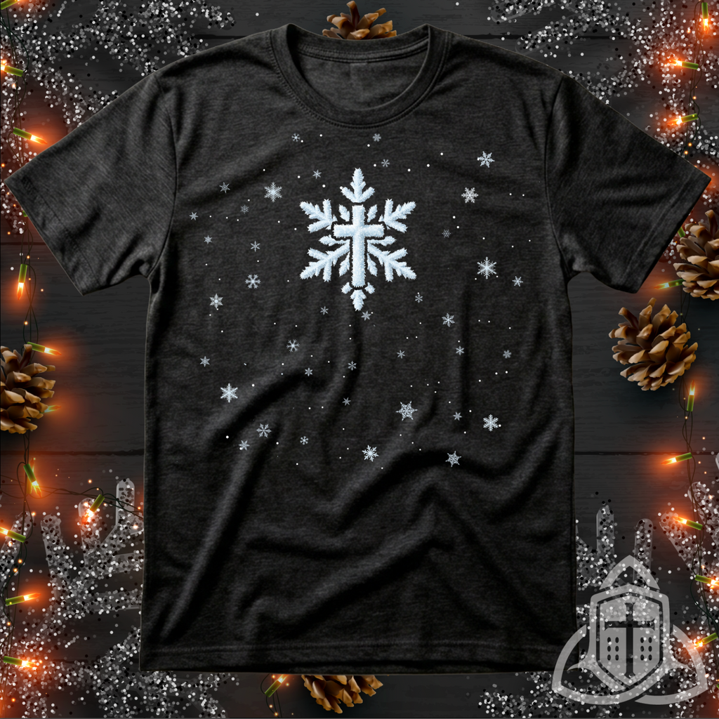 Christian Christmas Shirt - Snowflake Cross Religious Tee