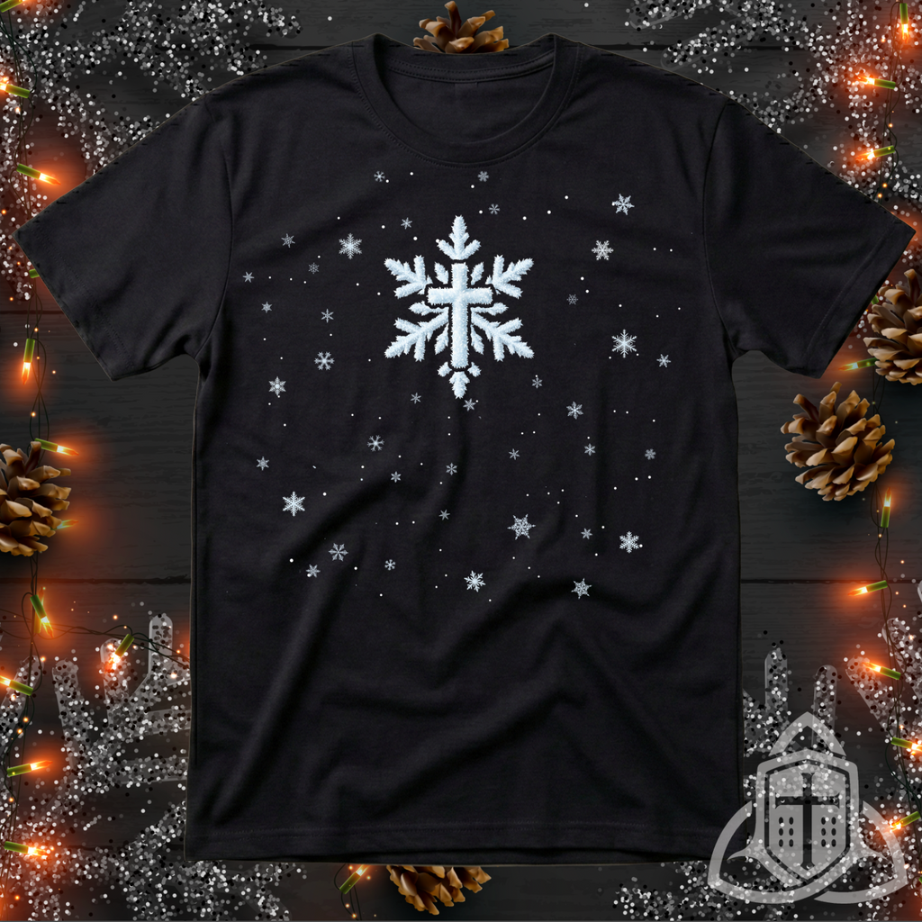 Christian Christmas Shirt - Snowflake Cross Religious Tee