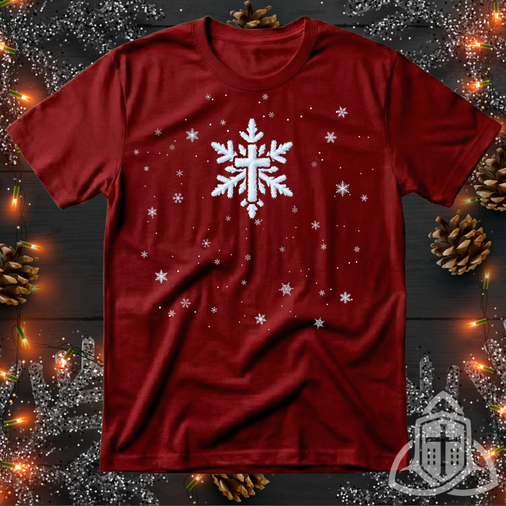 Christian Christmas Shirt - Snowflake Cross Religious Tee