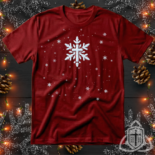 Christian Christmas Shirt - Snowflake Cross Religious Tee