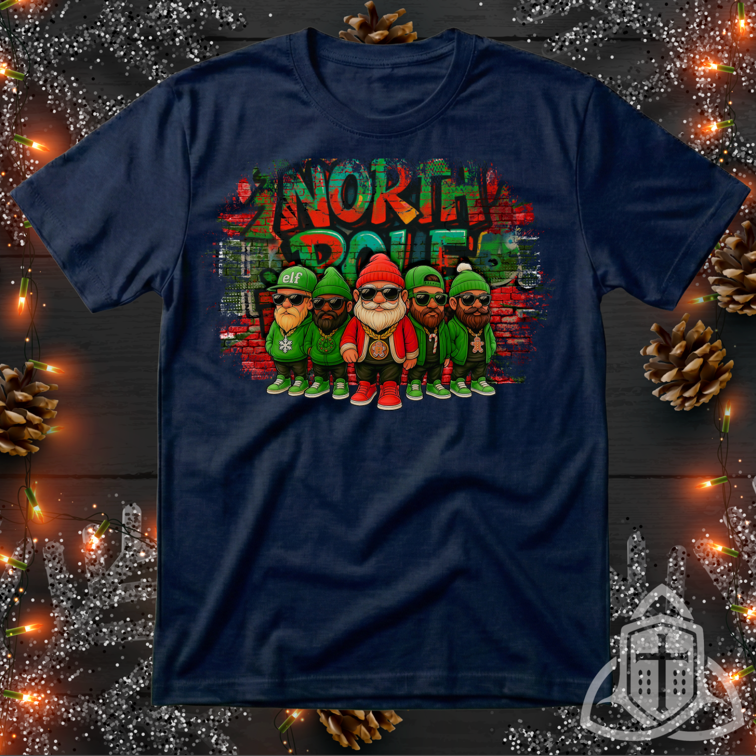 Funny Cool Santa Shirt - North Pole Gangster Elves Tee