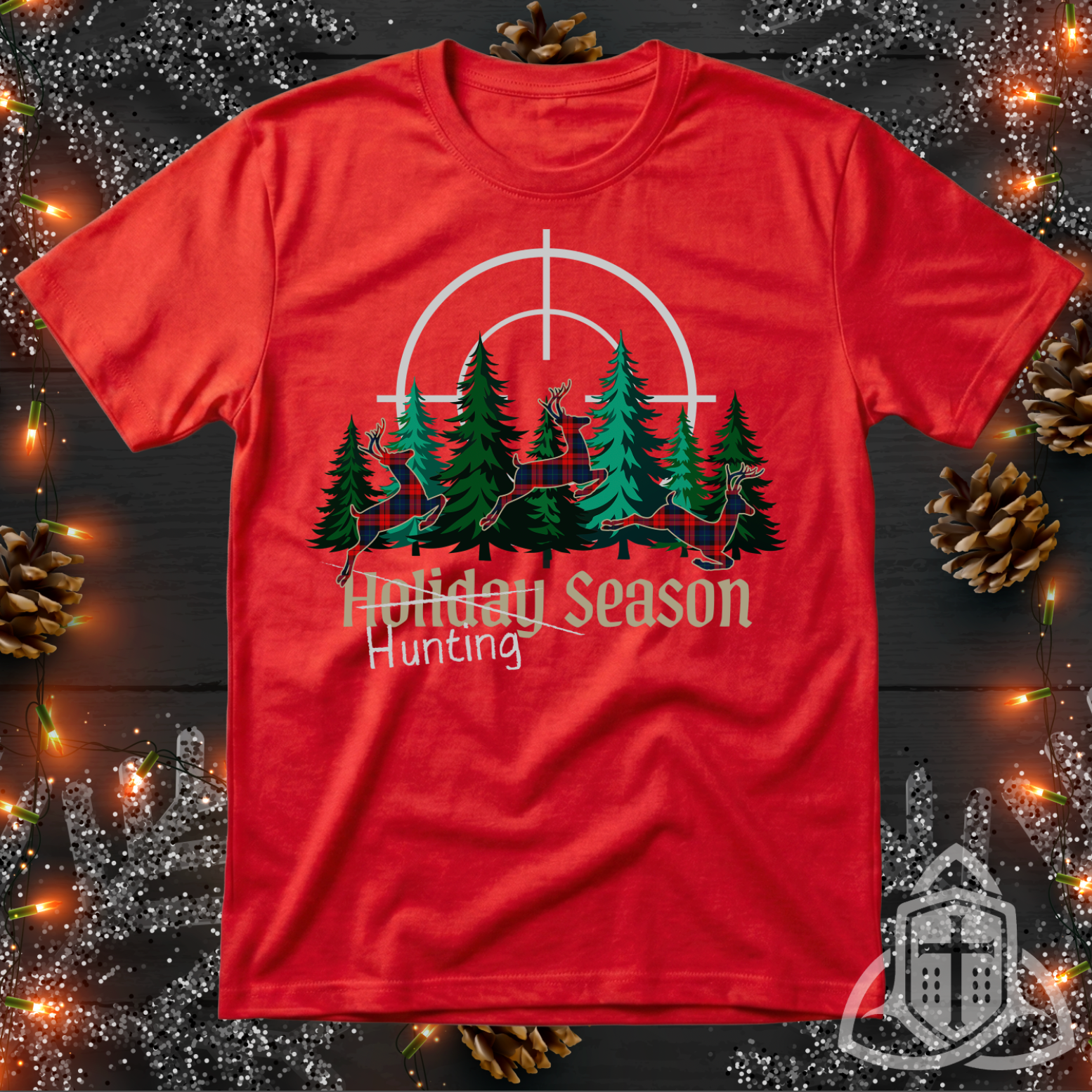 Funny Hunter Christmas Shirt - Plaid Deer Hunting Season Tee