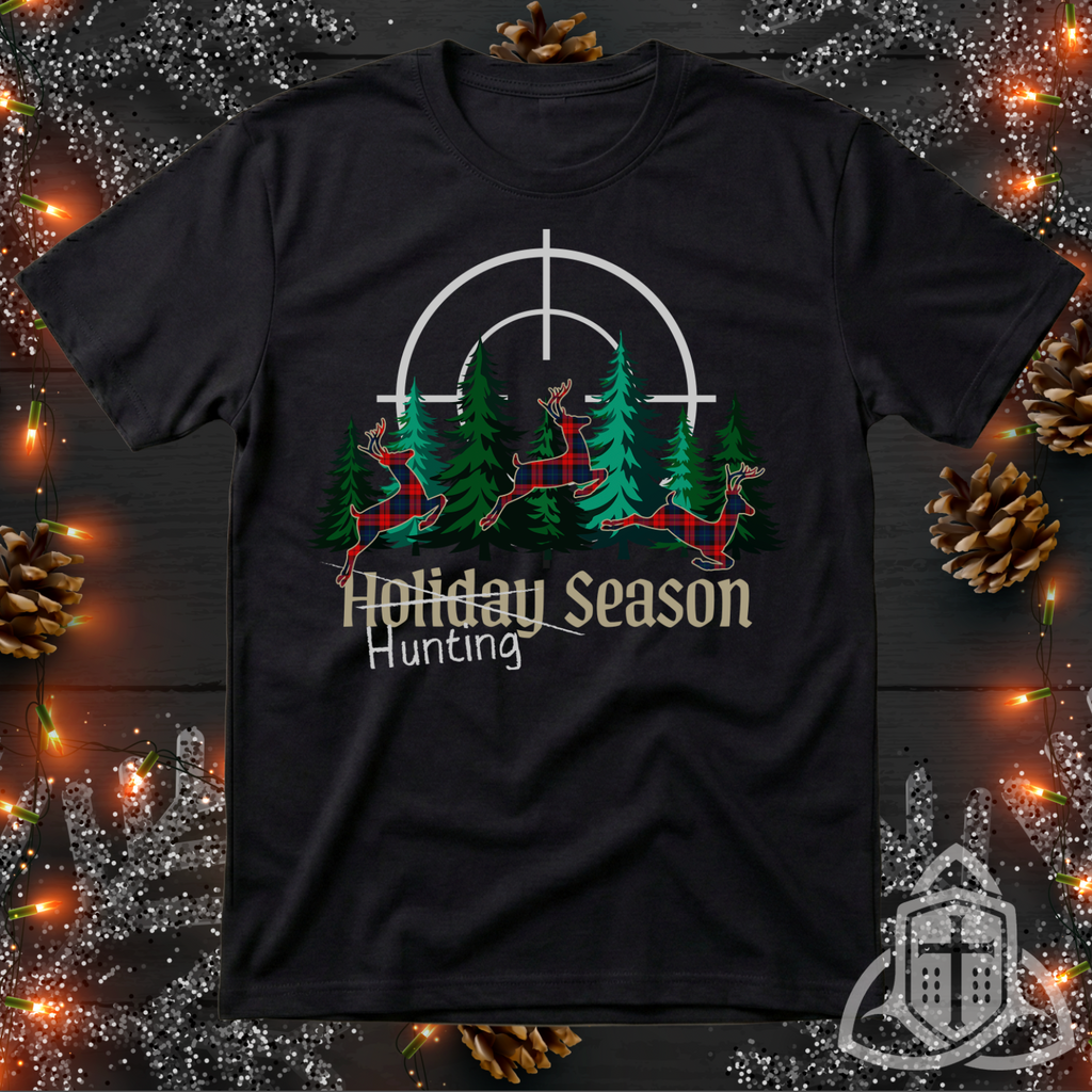 Funny Hunter Christmas Shirt - Plaid Deer Hunting Season Tee