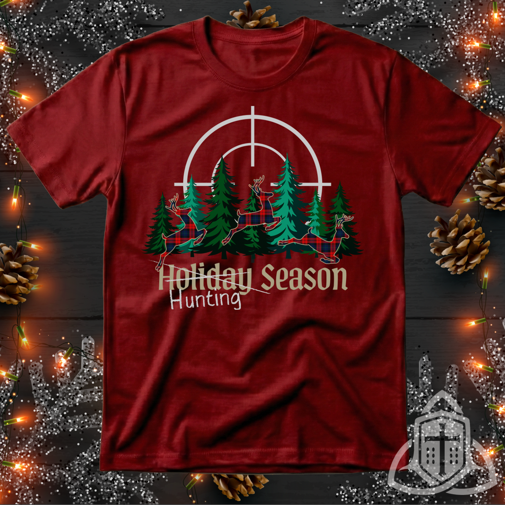 Funny Hunter Christmas Shirt - Plaid Deer Hunting Season Tee