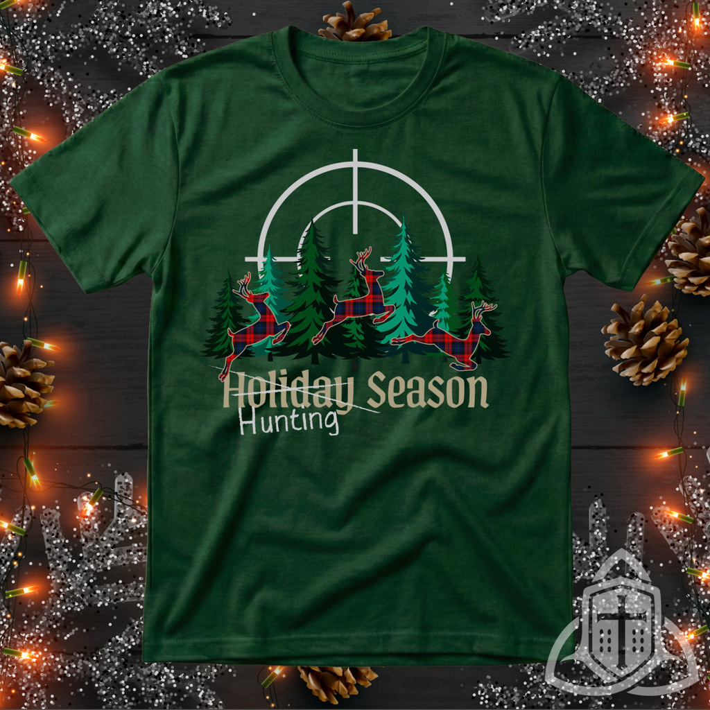 Funny Hunter Christmas Shirt - Plaid Deer Hunting Season Tee