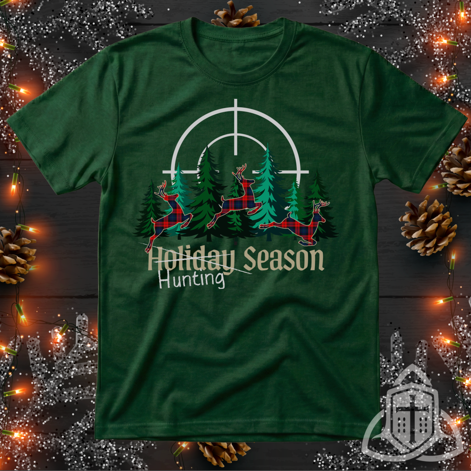 Funny Hunter Christmas Shirt - Plaid Deer Hunting Season Tee