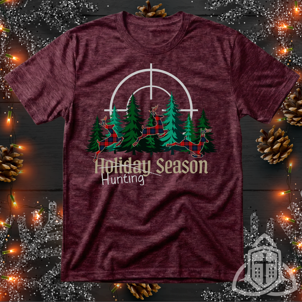 Funny Hunter Christmas Shirt - Plaid Deer Hunting Season Tee