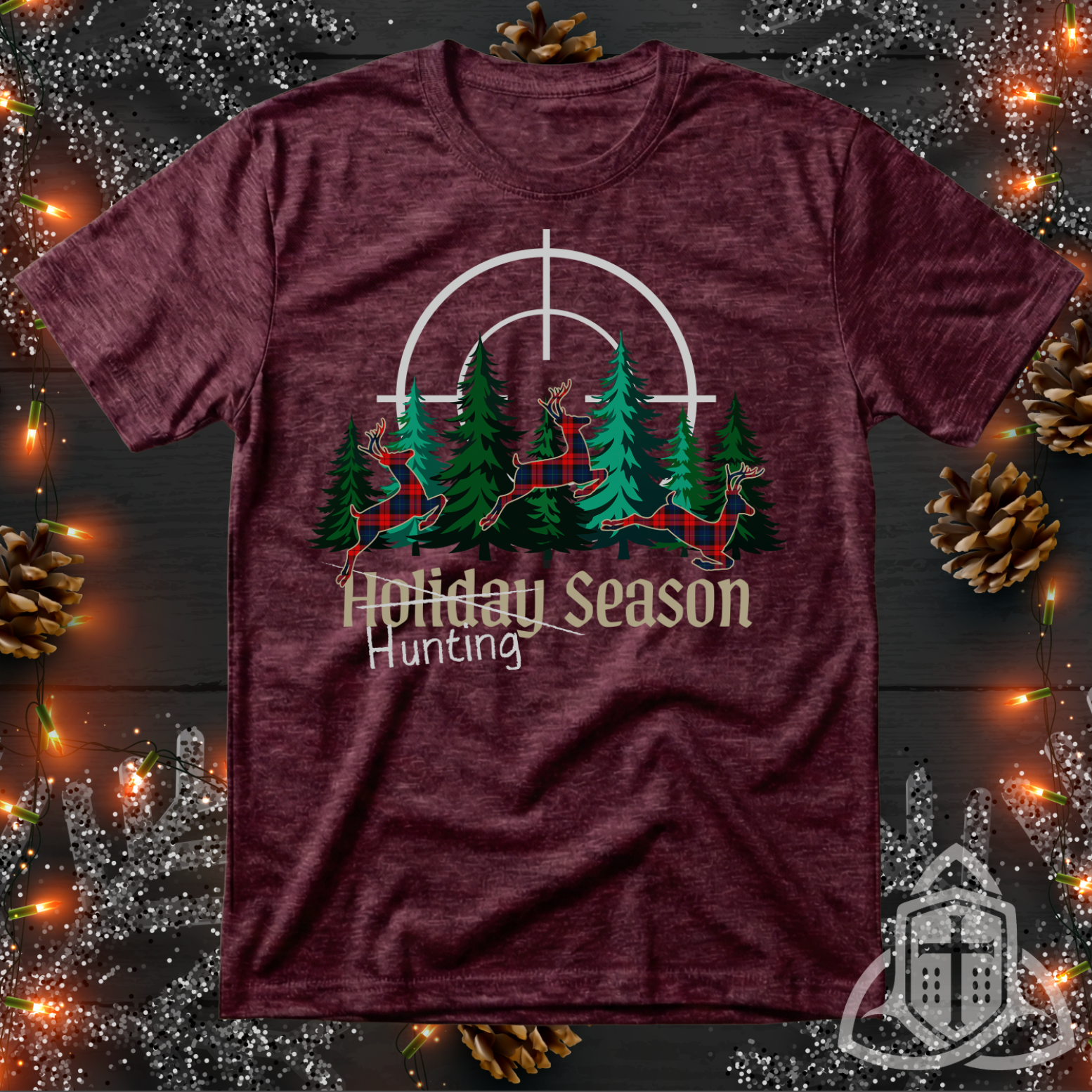 Funny Hunter Christmas Shirt - Plaid Deer Hunting Season Tee