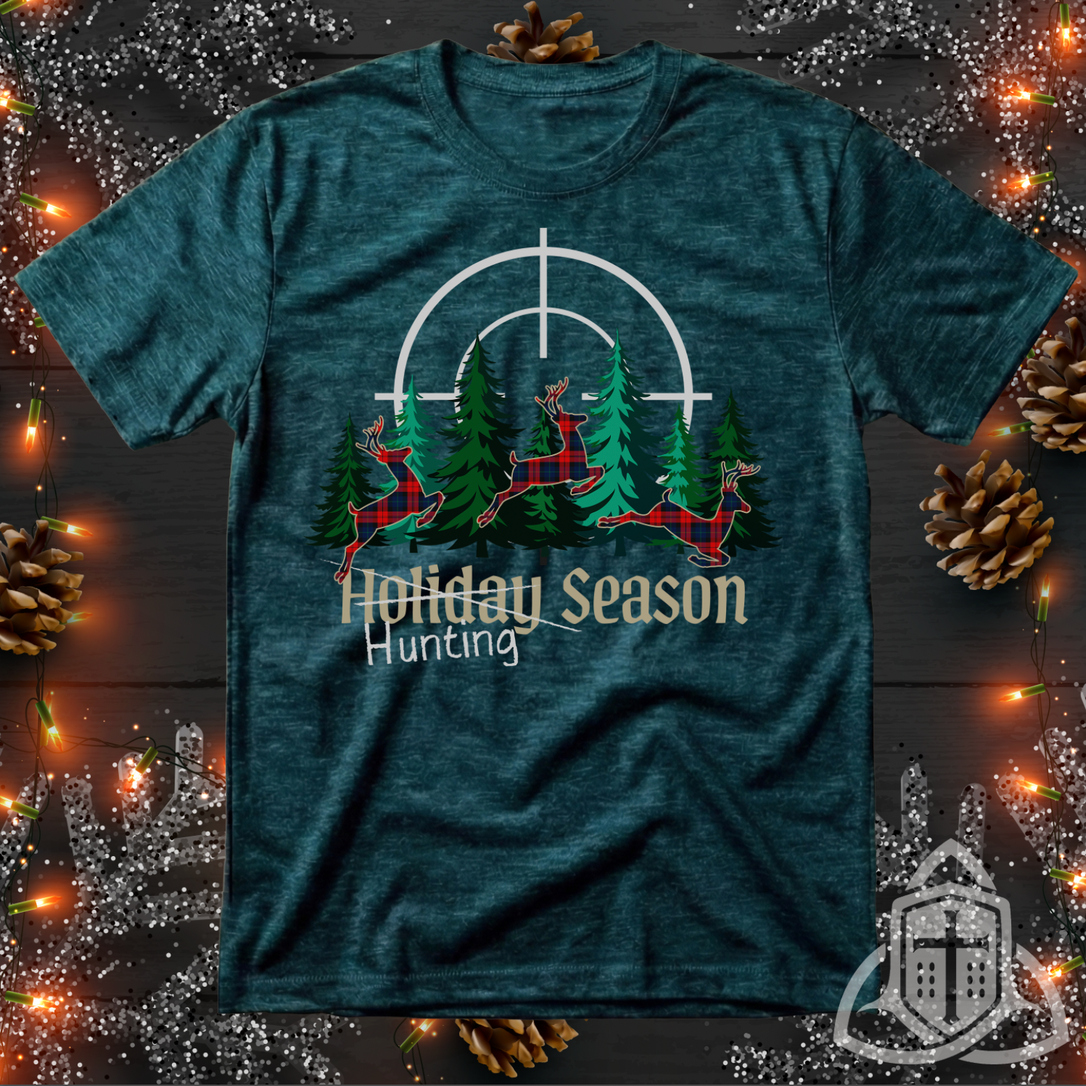 Funny Hunter Christmas Shirt - Plaid Deer Hunting Season Tee