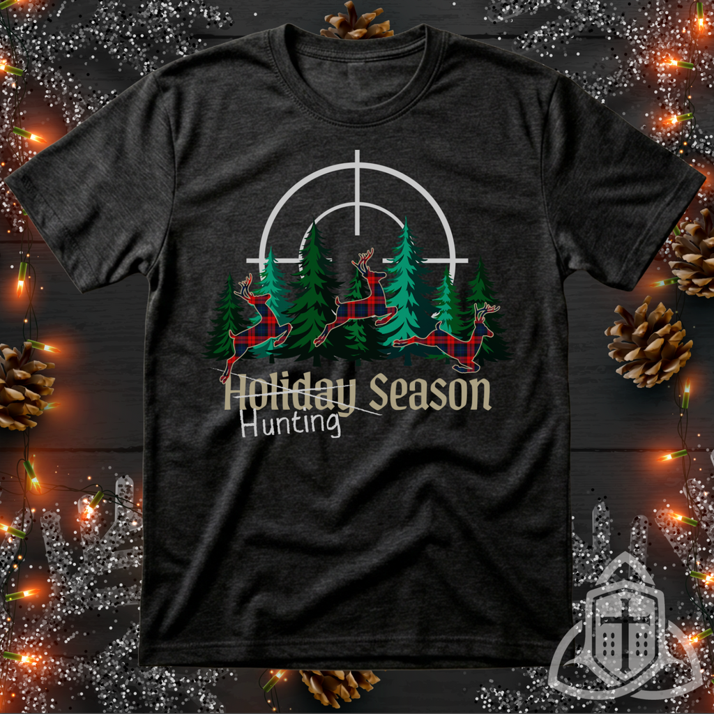 Funny Hunter Christmas Shirt - Plaid Deer Hunting Season Tee
