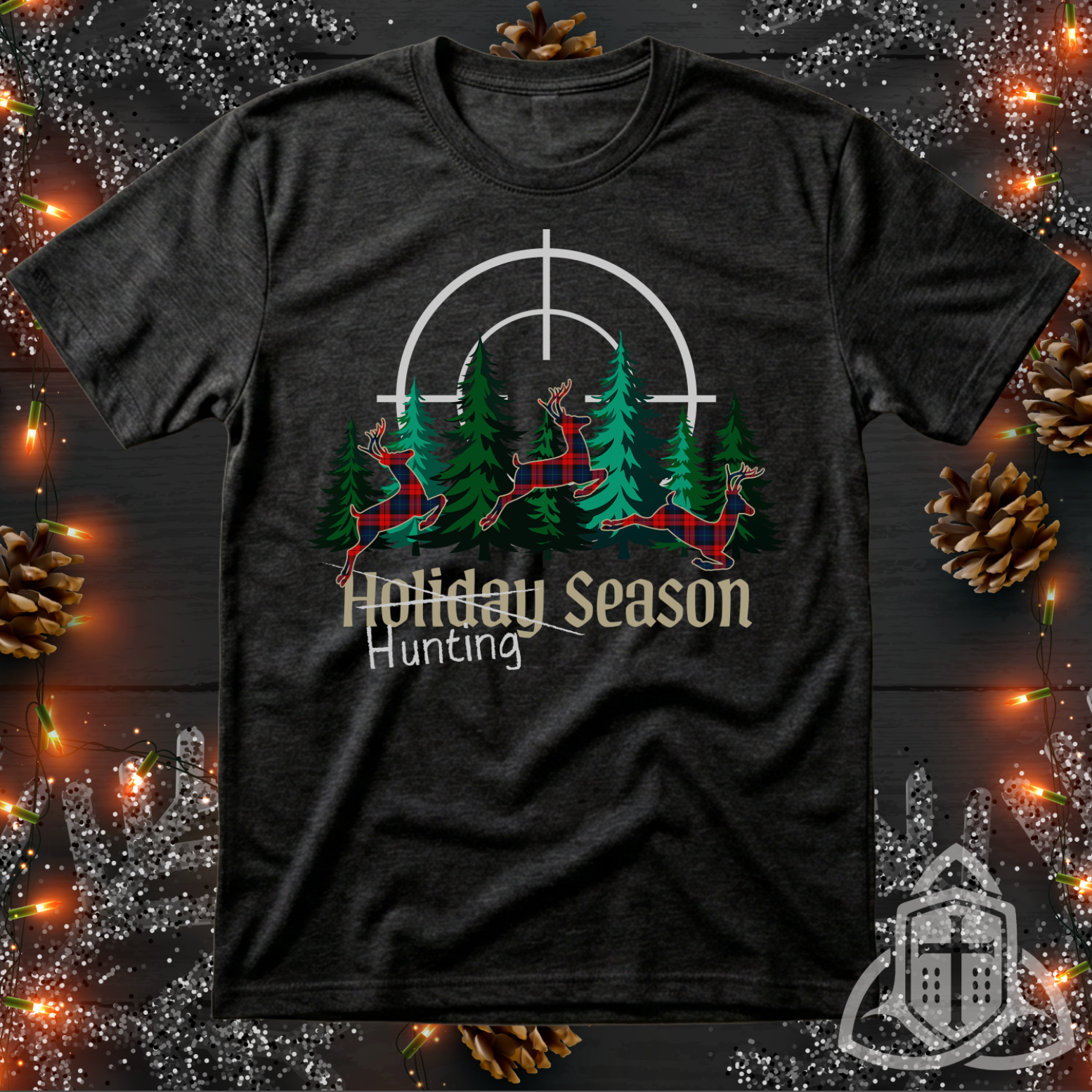 Funny Hunter Christmas Shirt - Plaid Deer Hunting Season Tee