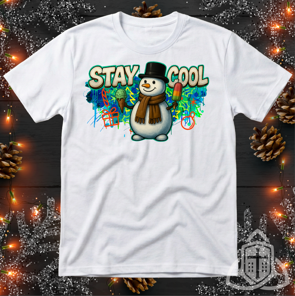 Funny Christmas Shirt - "Stay Cool" Graffiti Snowman Tee