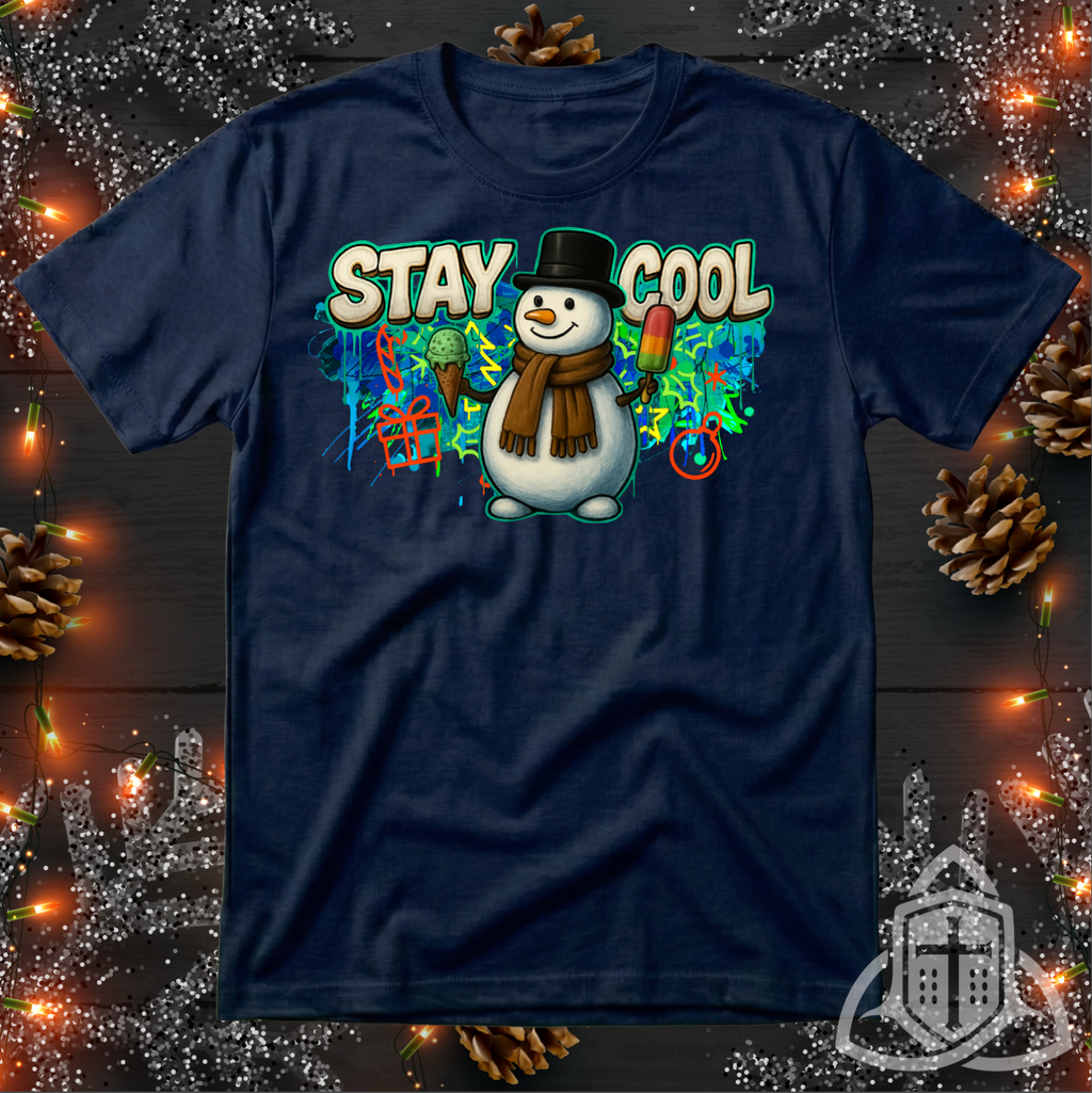Funny Christmas Shirt - "Stay Cool" Graffiti Snowman Tee