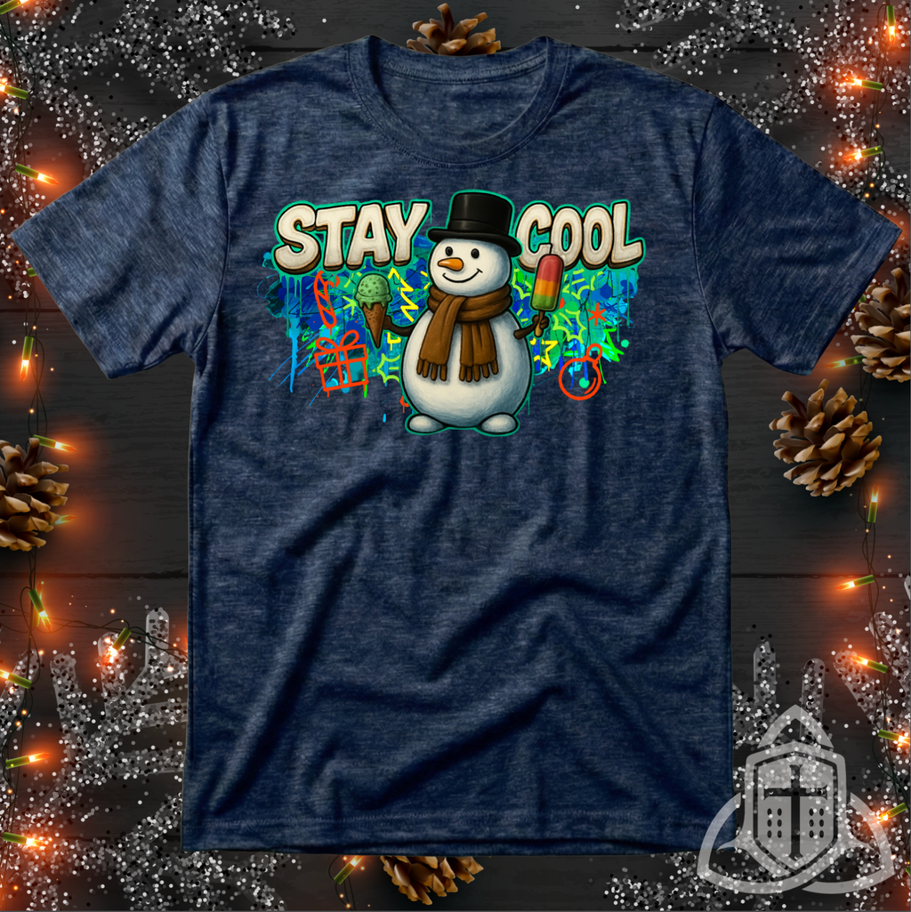Funny Christmas Shirt - "Stay Cool" Graffiti Snowman Tee