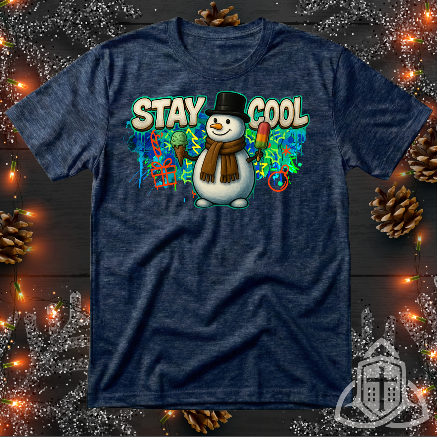 Funny Christmas Shirt - "Stay Cool" Graffiti Snowman Tee