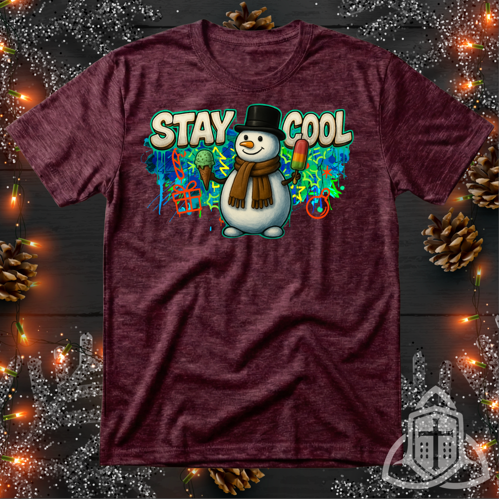 Funny Christmas Shirt - "Stay Cool" Graffiti Snowman Tee