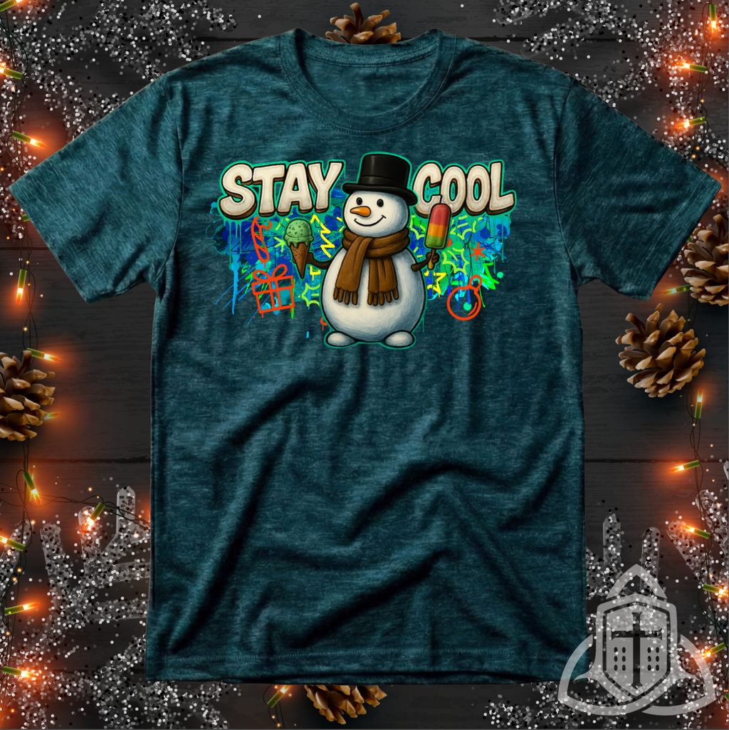 Funny Christmas Shirt - "Stay Cool" Graffiti Snowman Tee