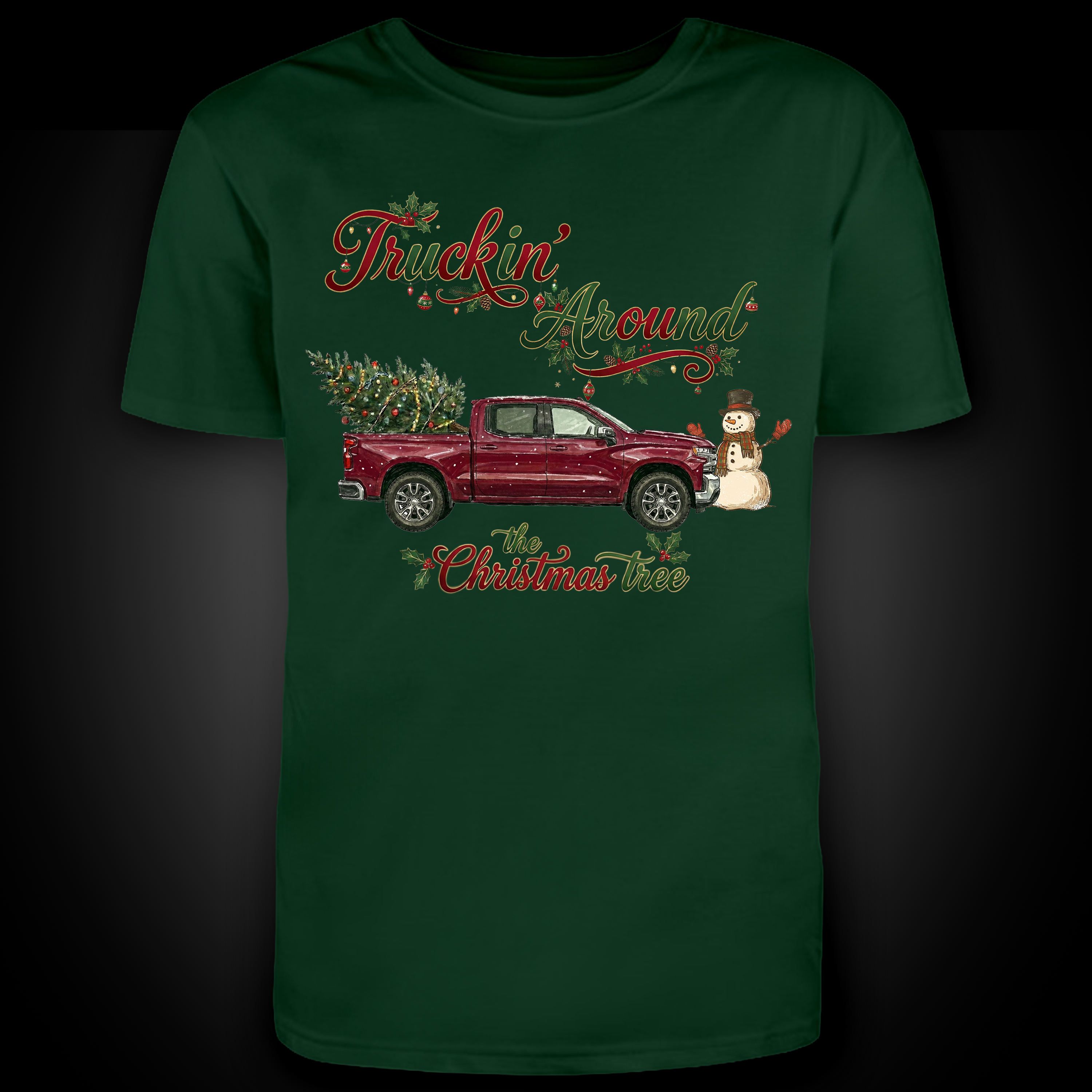 Funny Red Chevy Truck Christmas Shirt - "Truckin' Around"