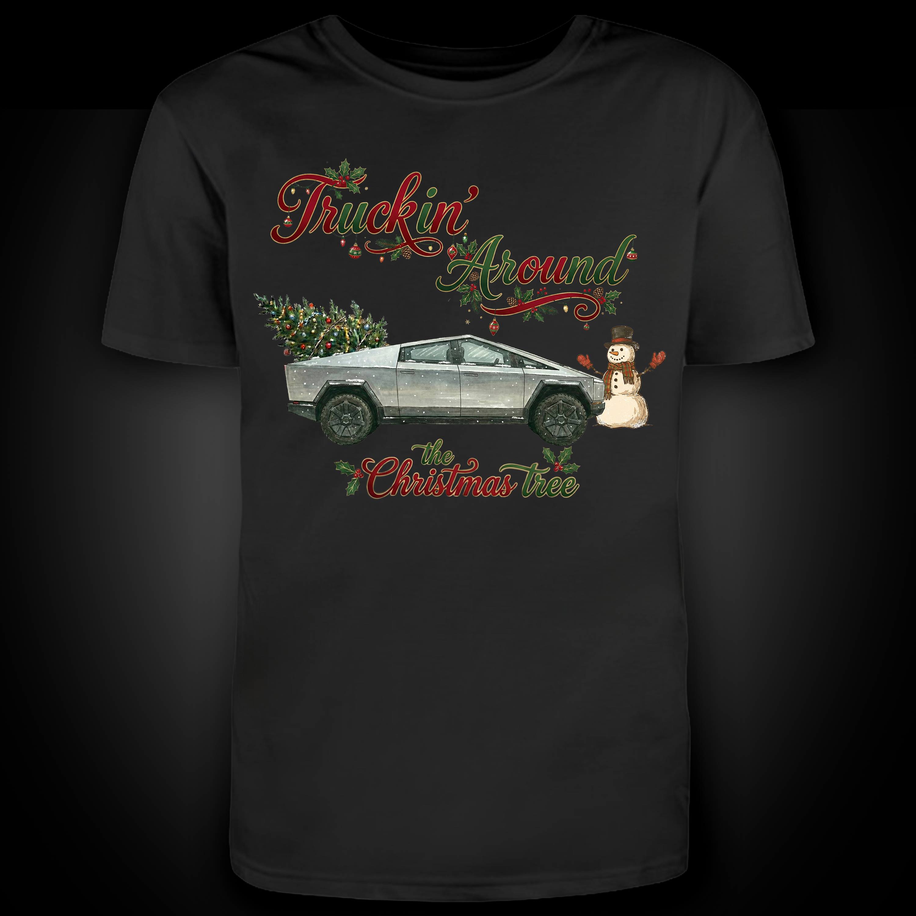 Funny Red Cyber Truck Christmas Shirt - "Truckin' Around"