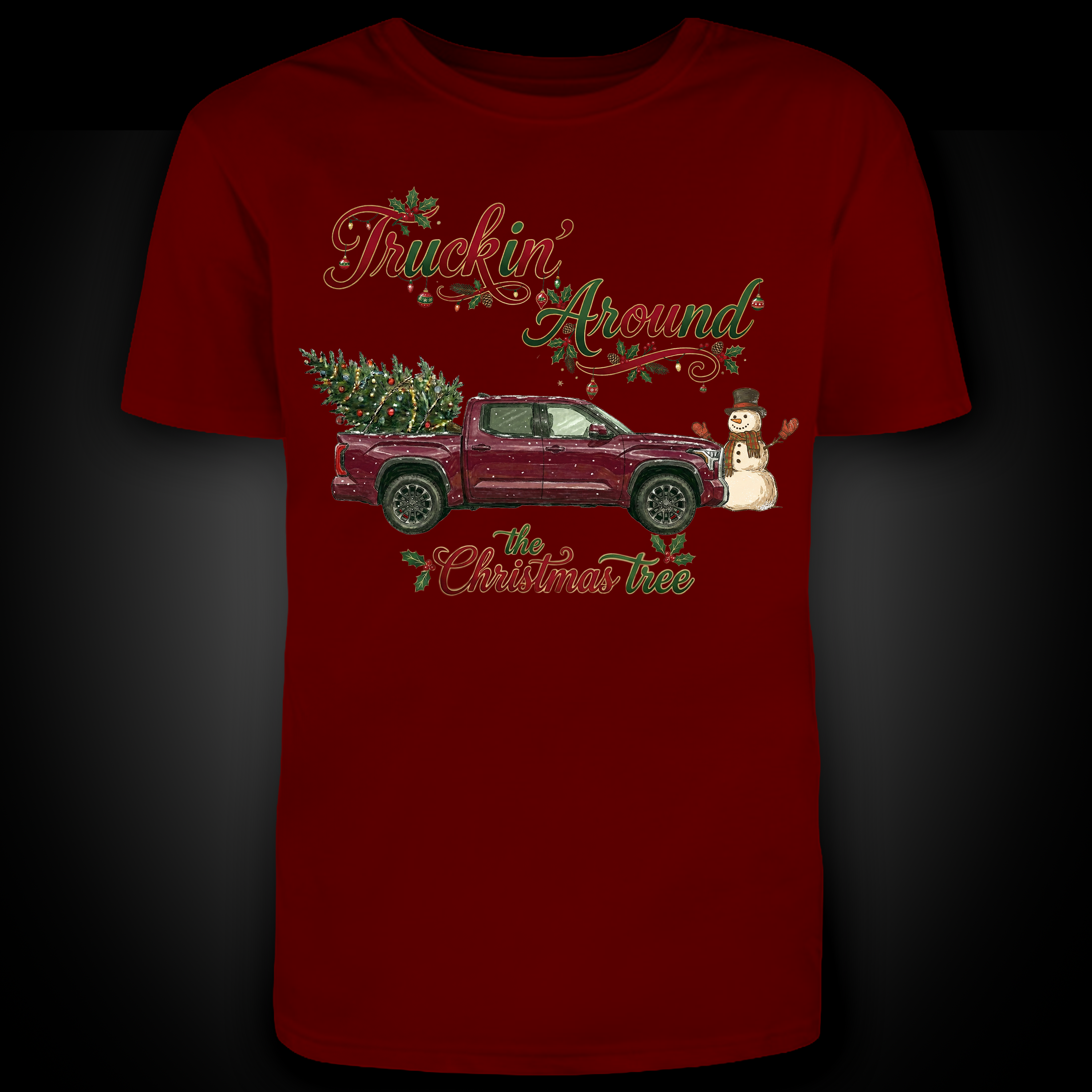 Funny Red Tundra Truck Christmas Shirt - "Truckin' Around"